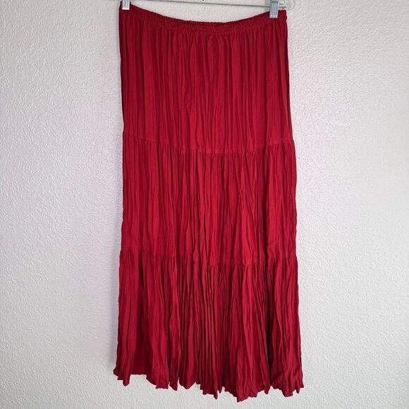 Double D Ranch Dresses & Skirts - Double D Ranch Skirt Womens Large Tiered Crinkle Western Yoakum Vintage 90s Boho